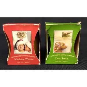 Bridgewater Candle Co Votive Candle Cubes‎ Mistletoe & Santa 2oz Set/2 NOS NEW
